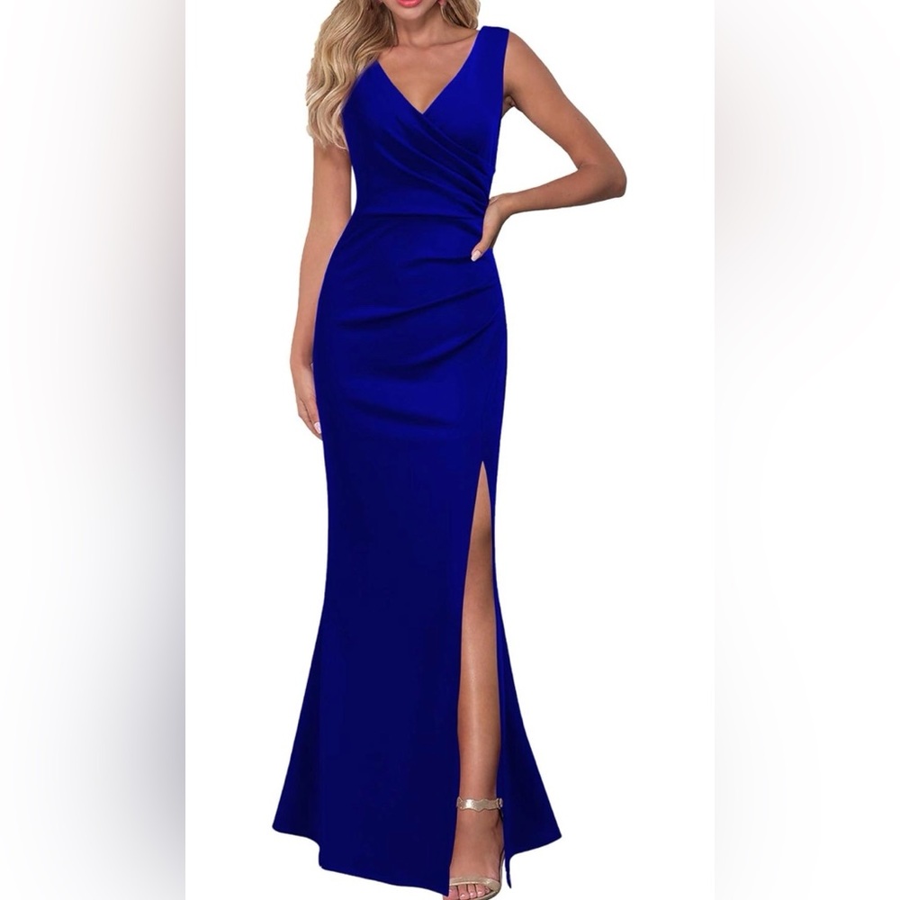 Royal Blue Sleeveless Prom Maxi Mother‎ of the Bride Dress Sz L (10-12) NWT #5